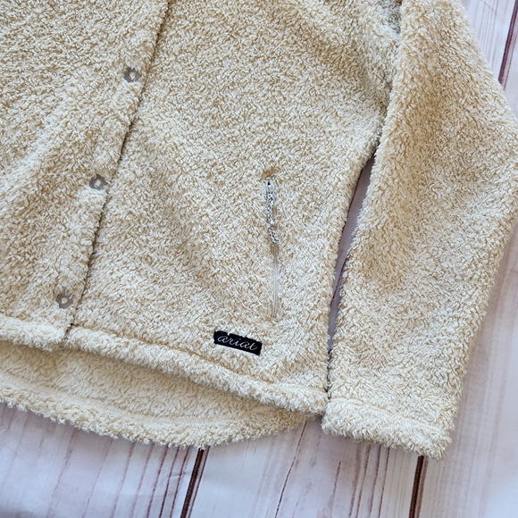 Ariat Teddy Sherpa Jacket Snap Front Cream Beige Ivory | Women's Size XL - Picture 2 of 6